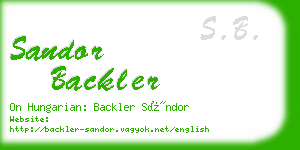 sandor backler business card